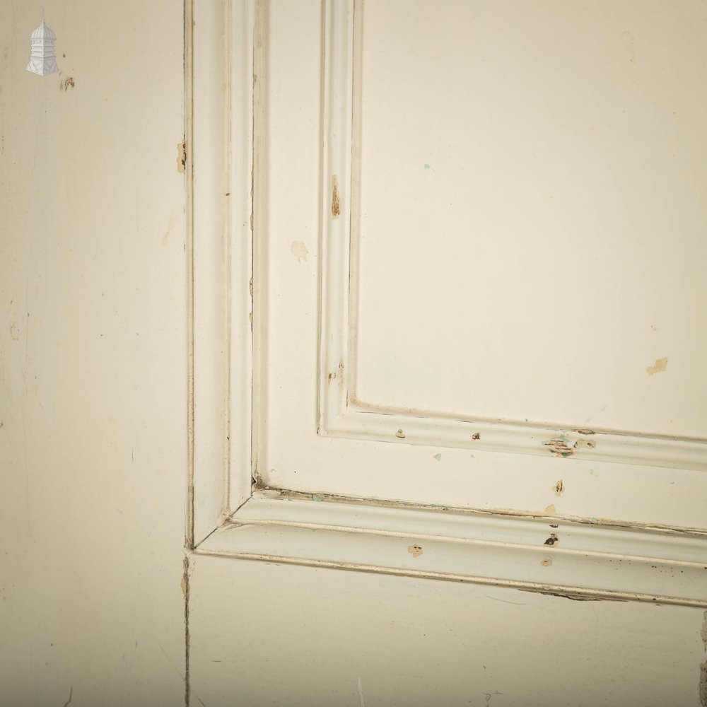 Pine Paneled Door, 6 Moulded Panel White Painted Missing Moulding