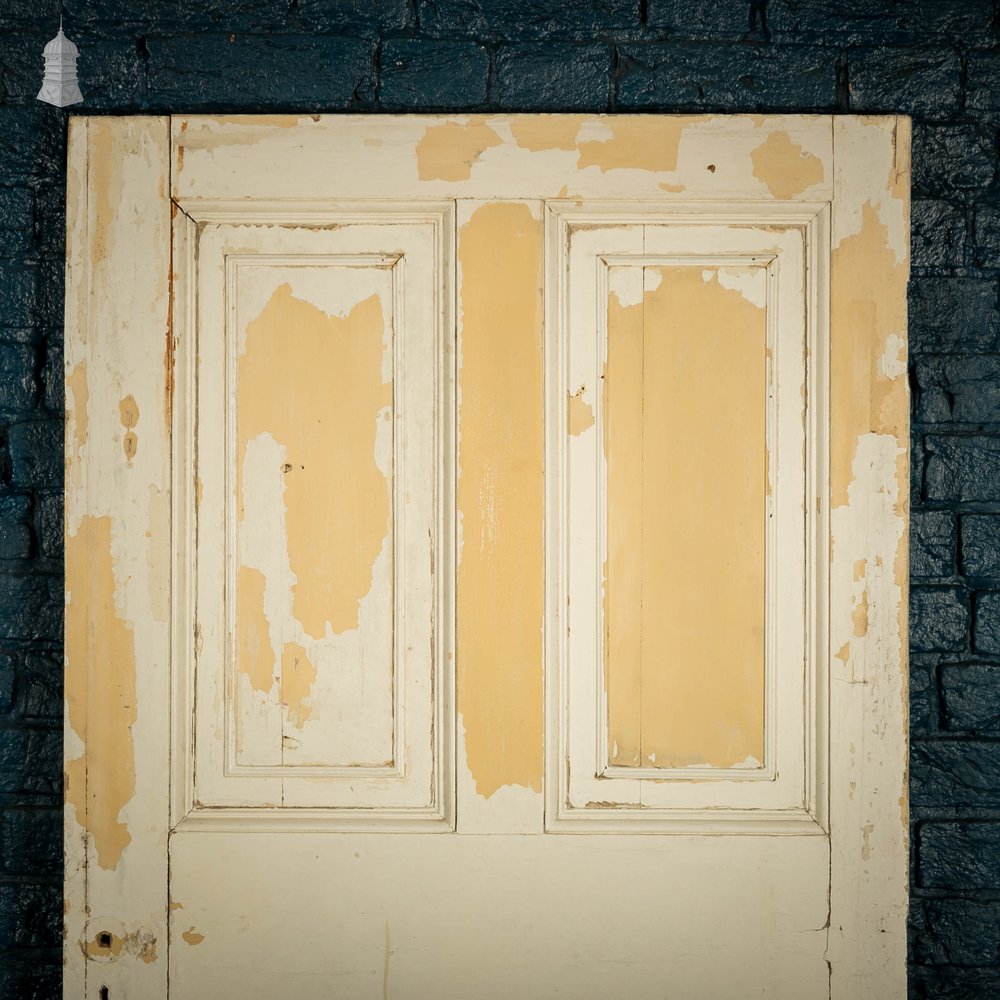 Pine Paneled Door, 4 Moulded Panel White Painted Pine