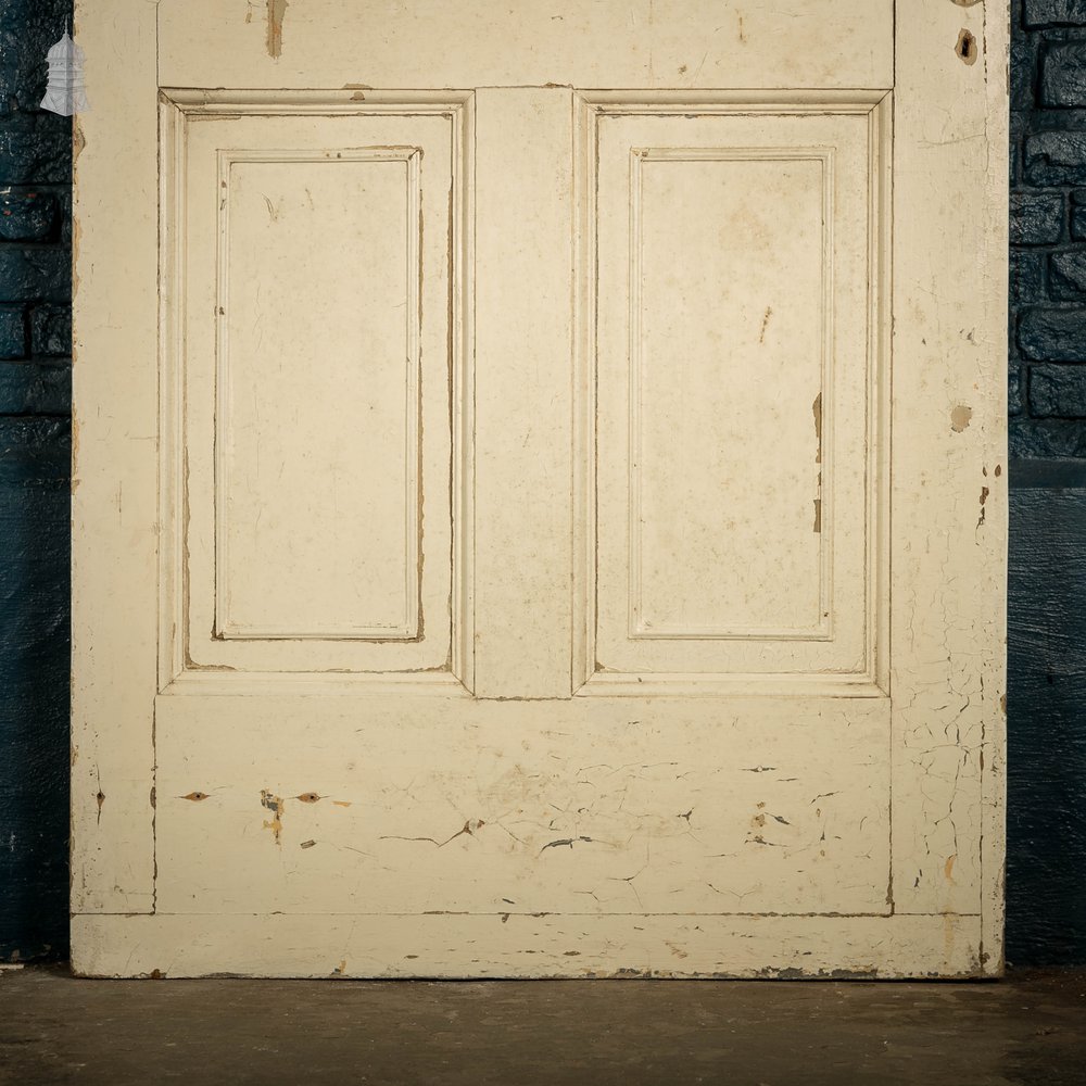 Pine Paneled Door, 4 Moulded Panel White Painted Pine