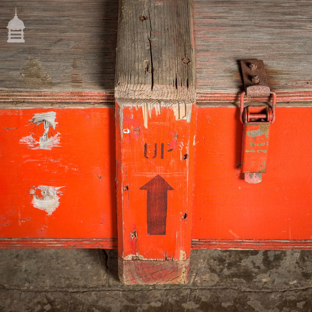 Large Red Industrial Wooden Aircraft Part Shipping Crate Reclaimed from a Norfolk RAF Base