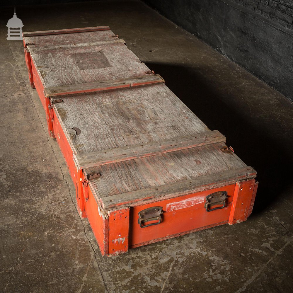 Large Red Industrial Wooden Aircraft Part Shipping Crate Reclaimed from a Norfolk RAF Base