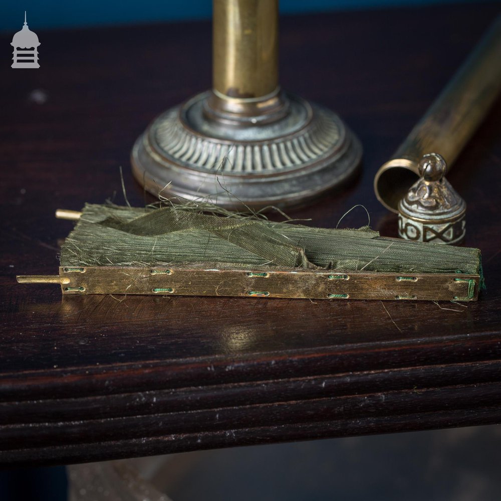 Victorian Privacy Shield Fan in a Decorative Brass Stand