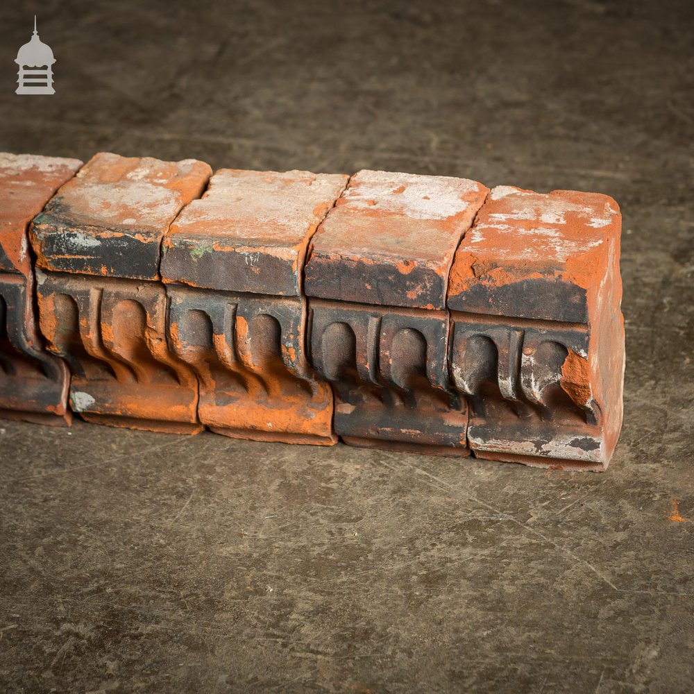 Batch of 100 Decorative 19th C Red Corbel Headers Bricks