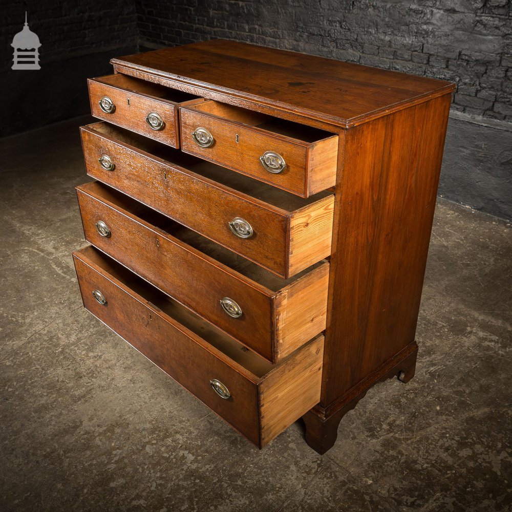 George III Oak Chest of Drawers with Brass Sphinx Drawer Pull Handles