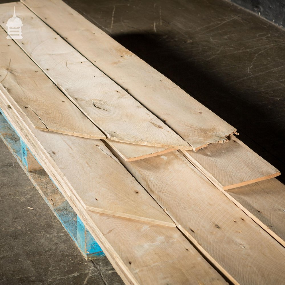 Batch of 10 Square Metres of 19th C Elm Floorboards Wall Cladding