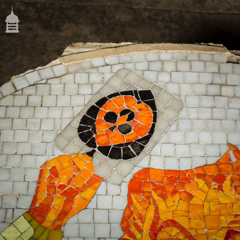 Pair of Circular Floor Mosaics with Colourful Joker Designs