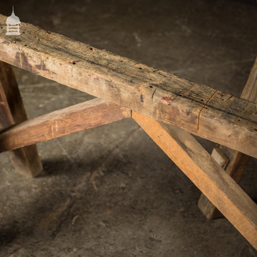 Pair of Vintage Industrial Hardwood Work Saw Horses