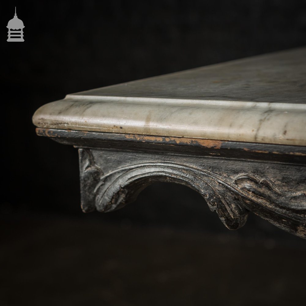 Exquisite 19th C Carved Hardwood Occasional Table with Twist Pedestal and Marble Top