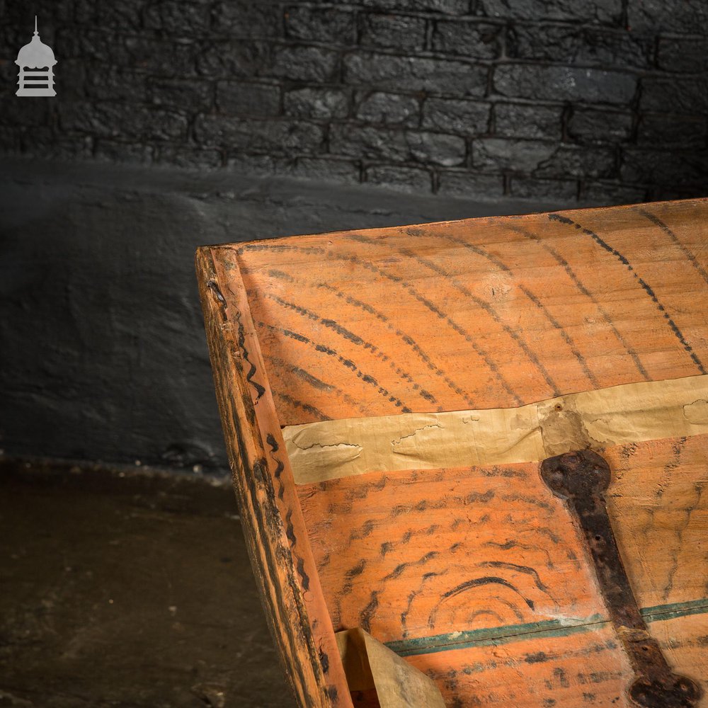 Dome Topped Pine Marriage Chest with Painted Finish Dated 1813