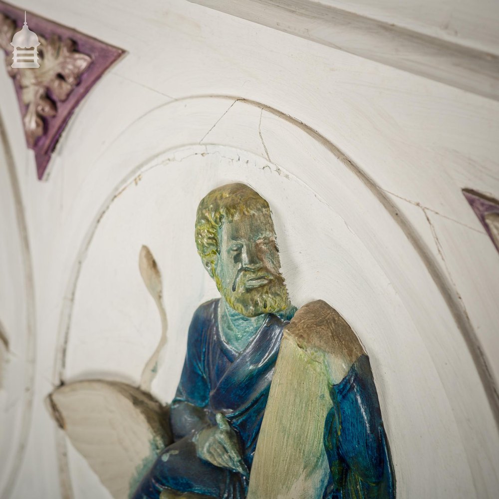 19th C Plaster and Gesso Panel of the Four Evangelists Matthew Mark Luke and John