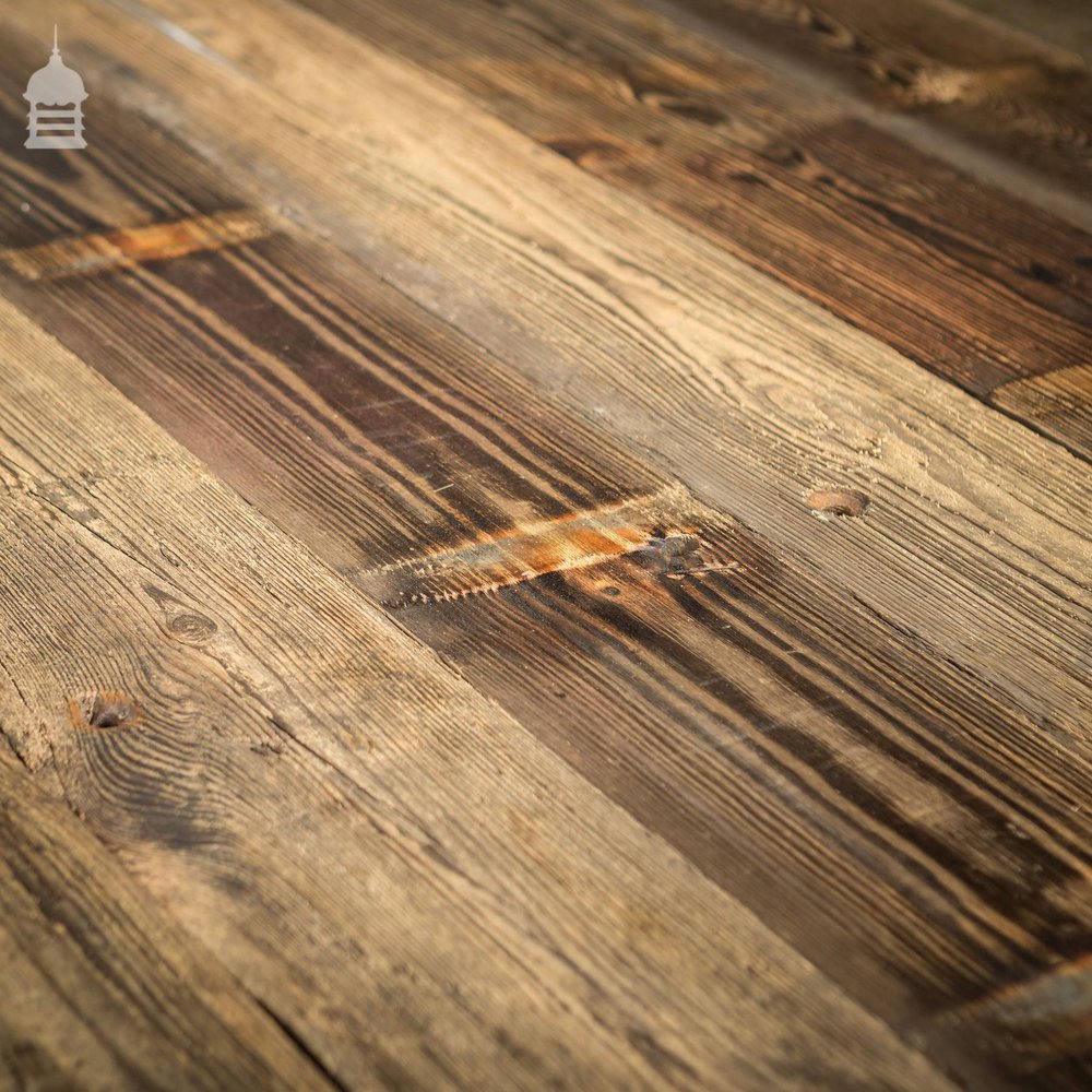 Batch of 12 Square Metres of Rustic Pine Floorboard or Wall Cladding with Grained Brushed Finish