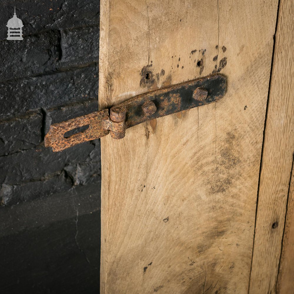 19th C Elm 3 Plank Ledged and Braced Barn Door