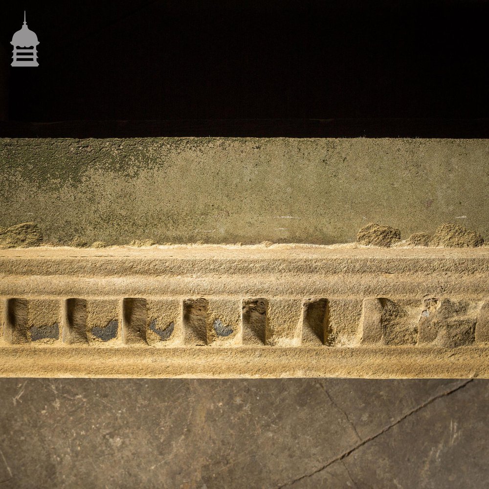 Pair of Georgian Carved Sandstone Lintels with Dentil Moulding