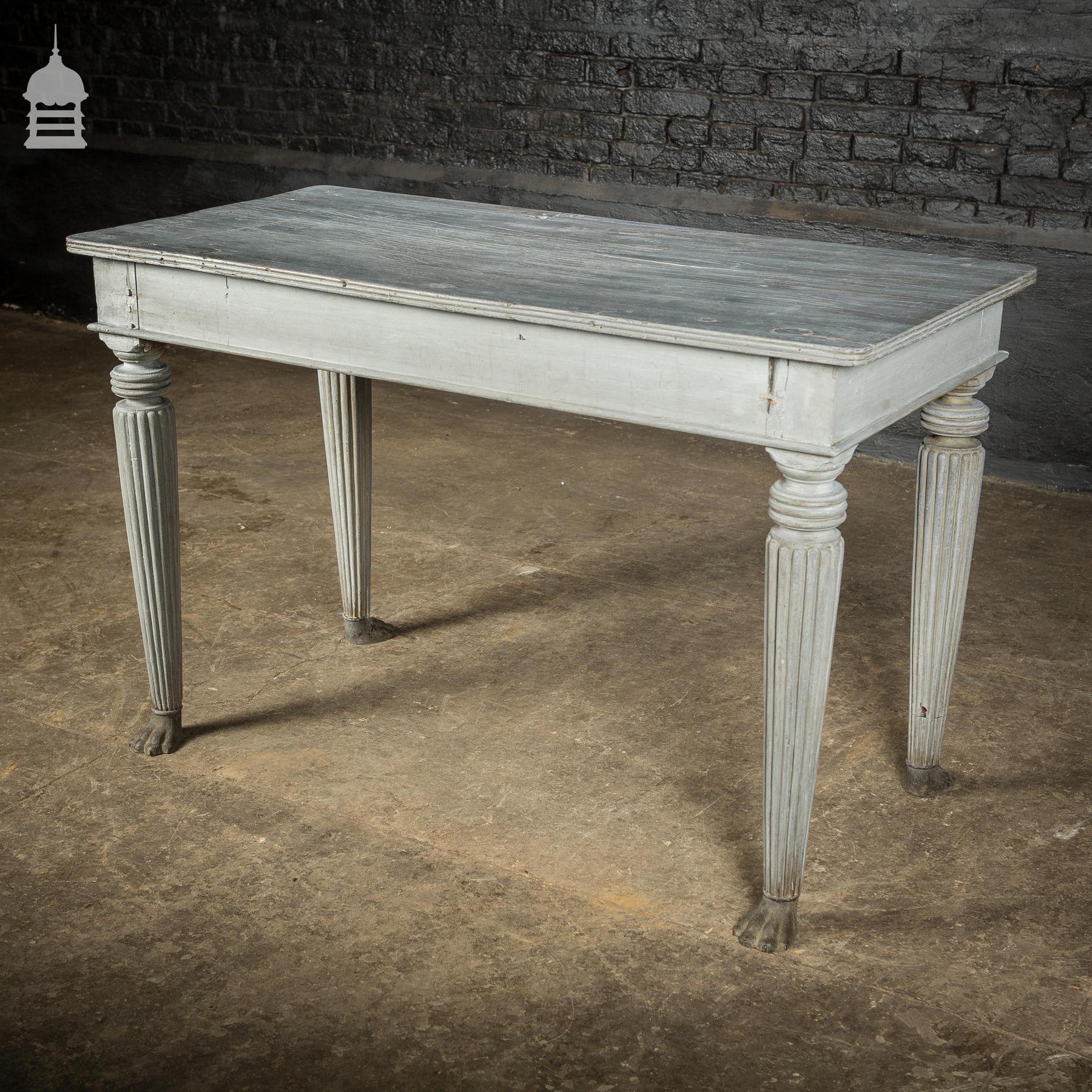 18th C Grey Painted Hardwood Colonial Centre Table with Reeded Legs and ...