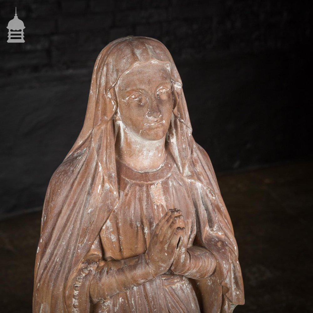 19th C Ecclesiastical Terracotta Statue of Mary