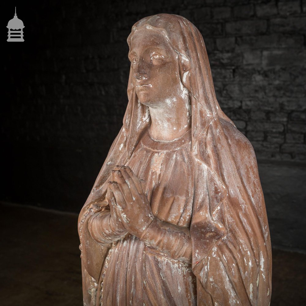 19th C Ecclesiastical Terracotta Statue of Mary