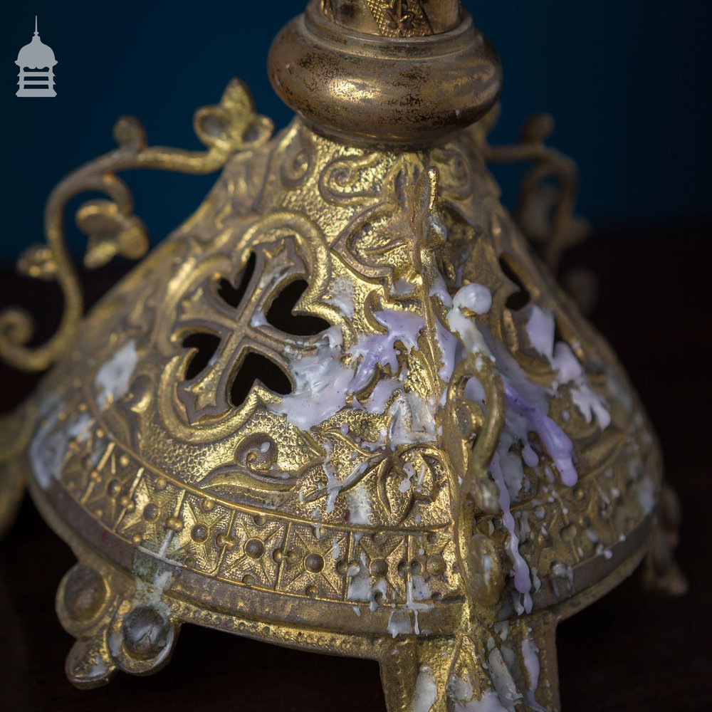 Pair of Victorian Ecclesiastical Brass Candlesticks