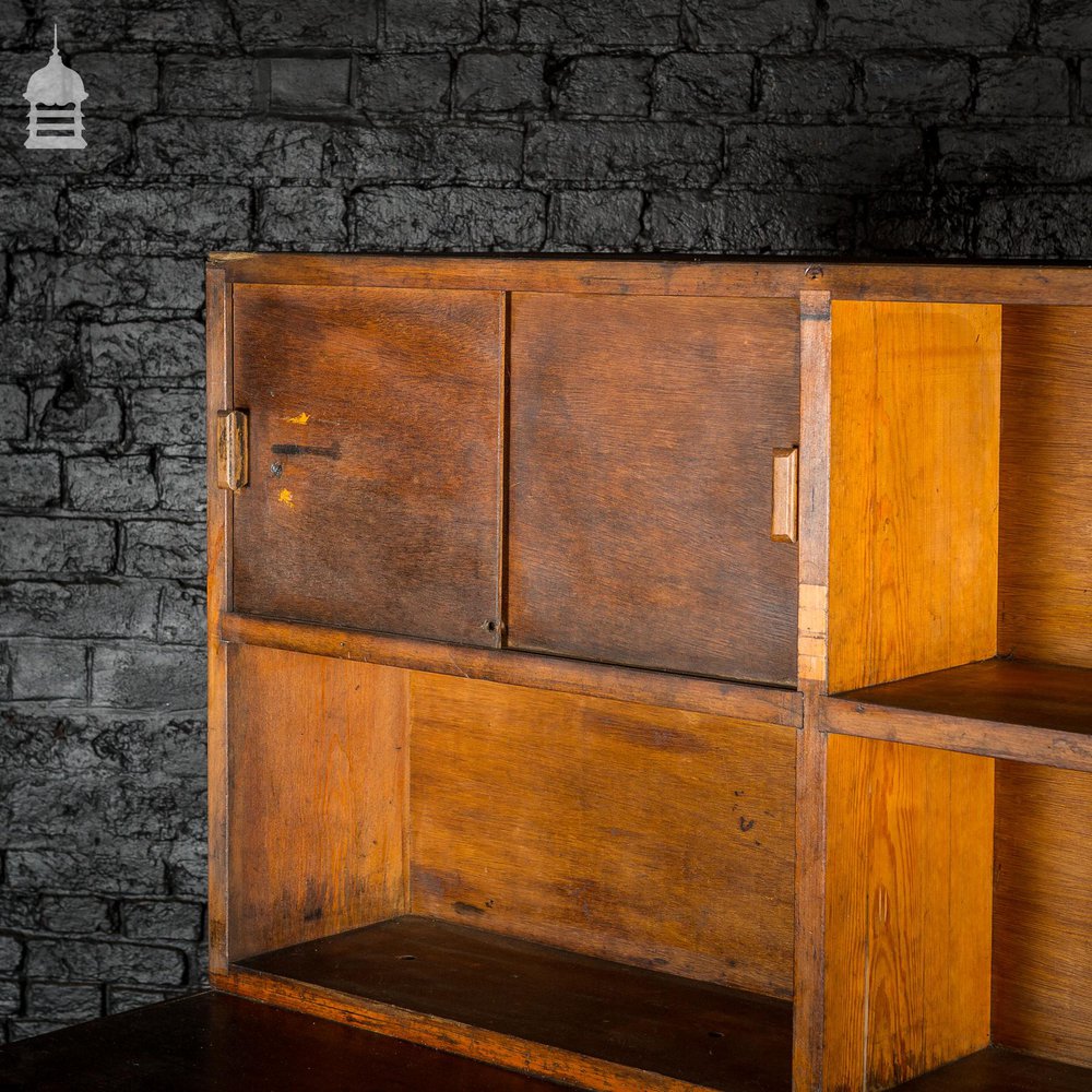 Mid Century Industrial Wooden Workbench with Drawer and Shelves