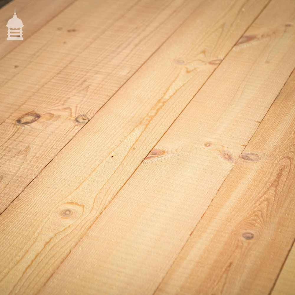 Batch of 11 Square Metres of 5” x 1.25” Pine Floorboard Cut From Reclaimed Victorian Joists