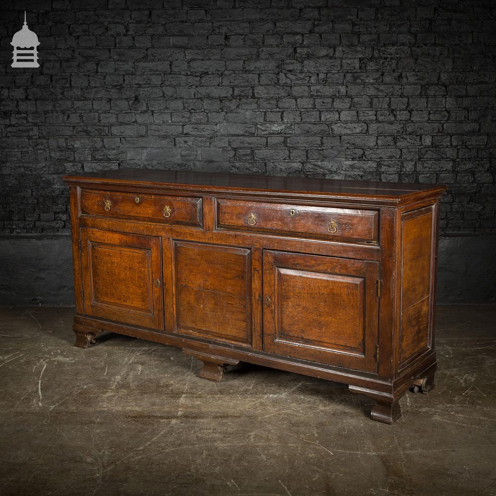 George II Oak Sideboard with Brass Pull Handles