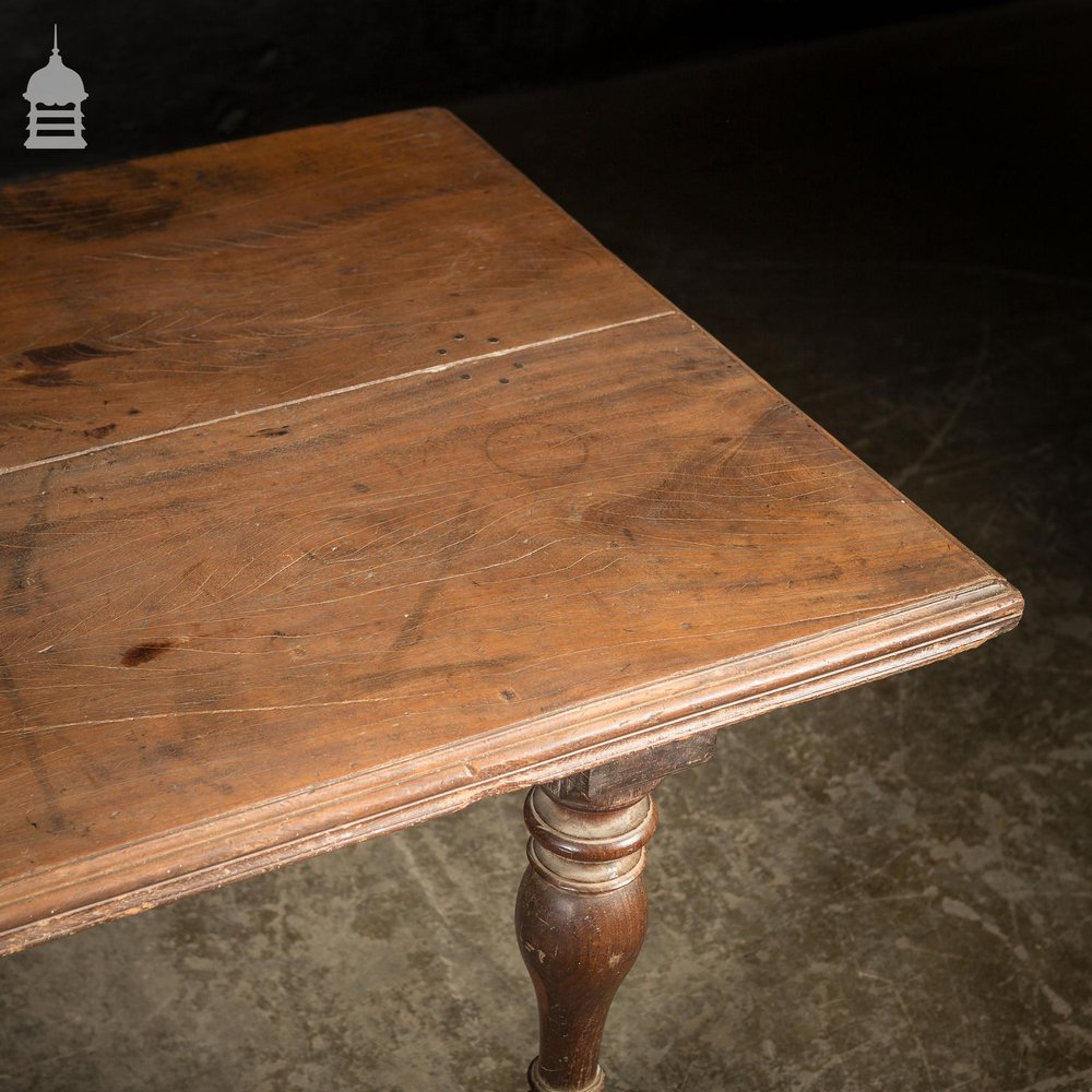 18th C Indian Two Plank Teak Bed Low Table on Turned Legs