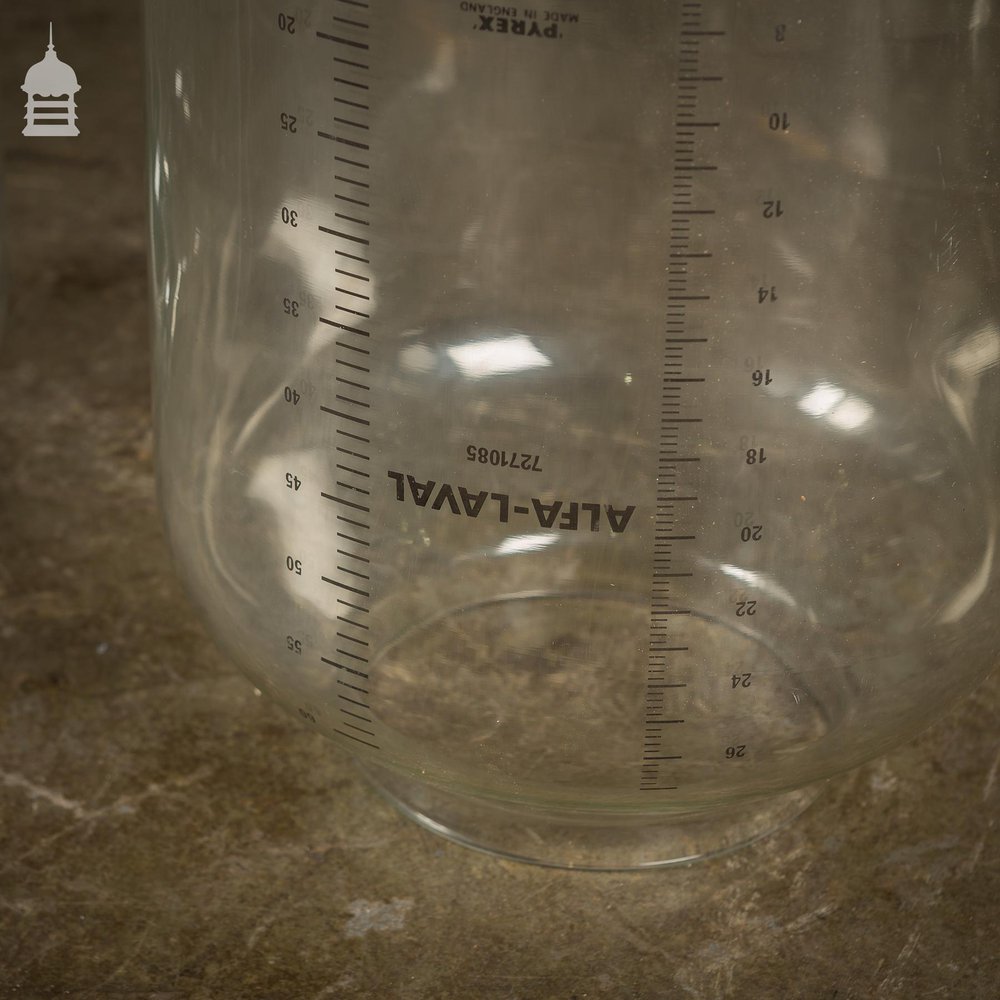 Pair of Vintage Industrial Glass Measuring Cylinders