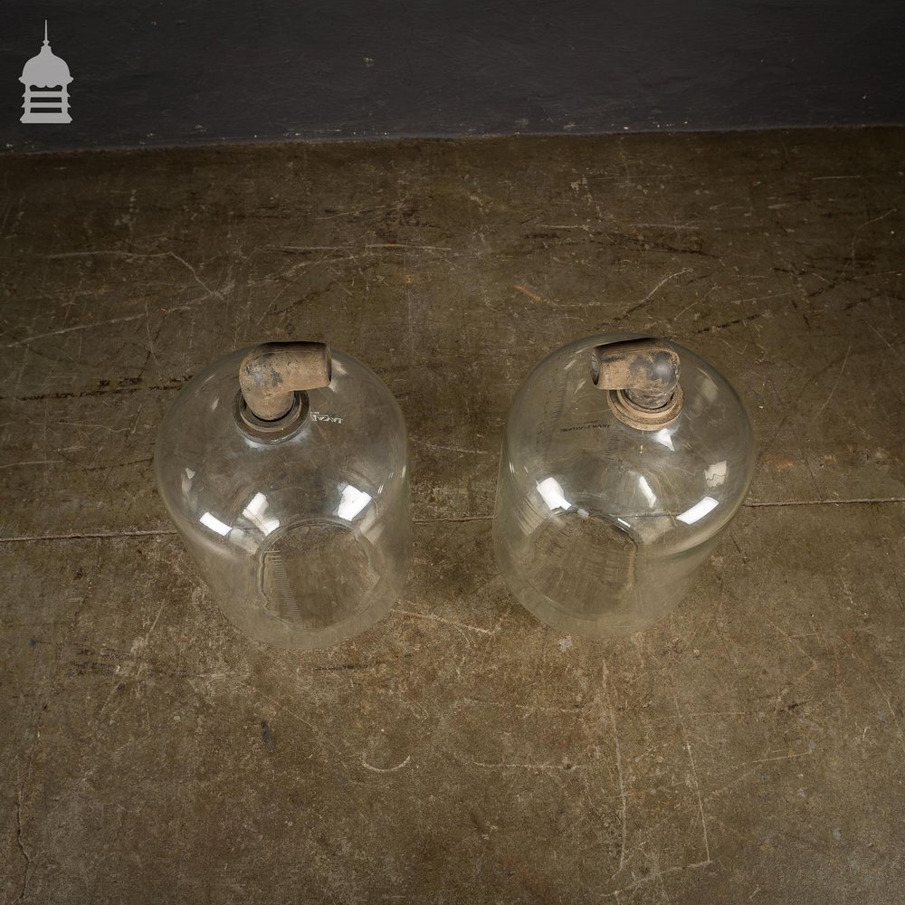 Pair of Vintage Industrial Glass Measuring Cylinders