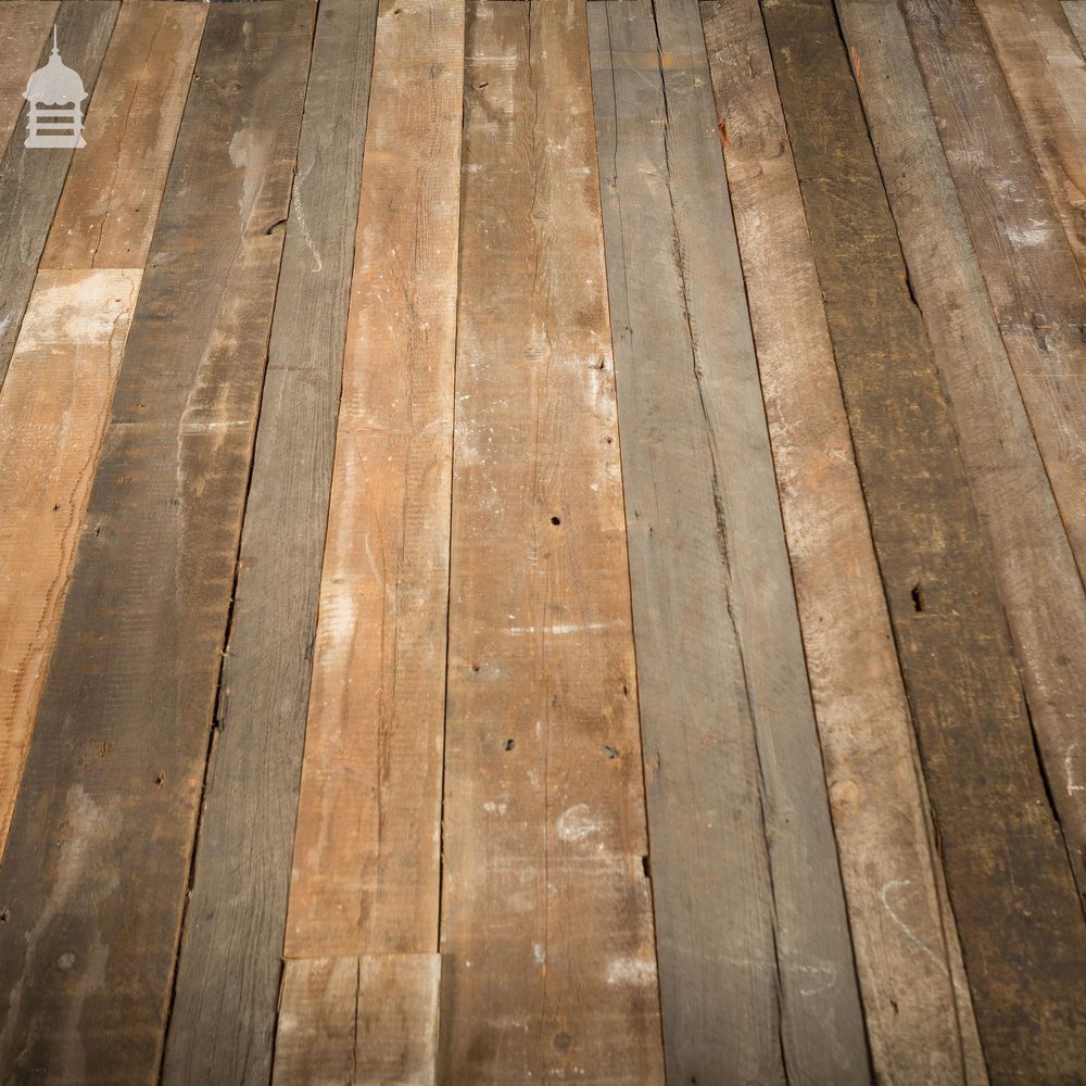 Batch of Approximately 80 Square Metres of Mixed Width Oxidised Pine Wall Cladding