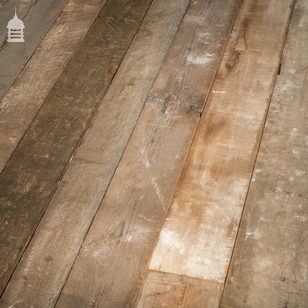 Batch of Approximately 80 Square Metres of Mixed Width Oxidised Pine Wall Cladding