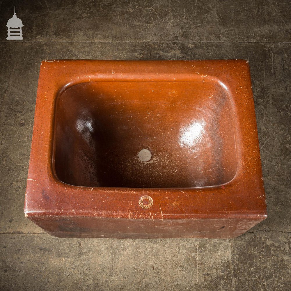 Large Victorian Salt Glaze Orange Peel Ceramic Trough Sink by Oats & Green LTD Halifax