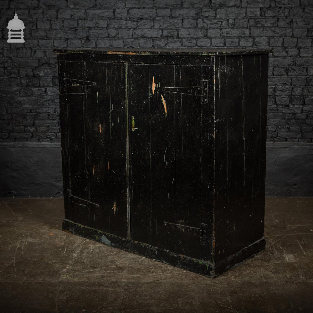 Large Industrial Workshop Cupboard Cabinet with Black Paint Finish