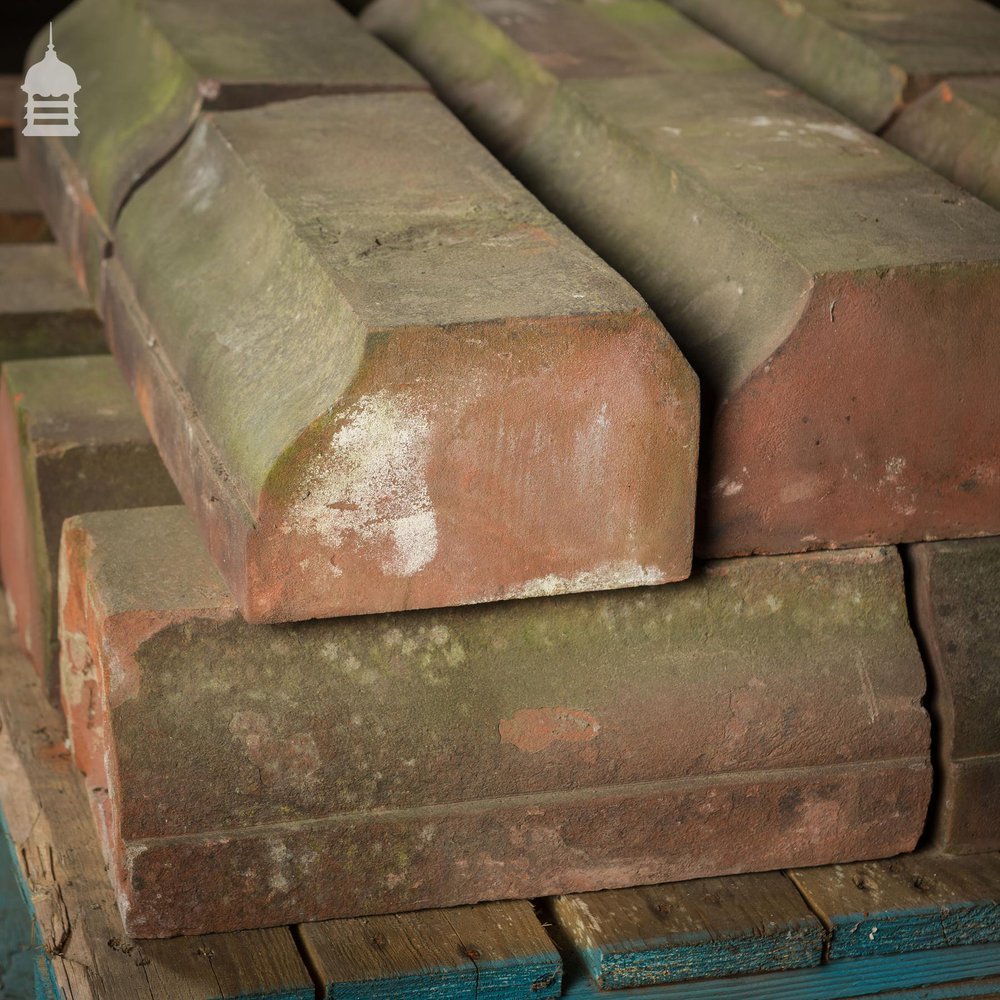 Batch of 17 19th C Red Brick Balustrade Base Copings