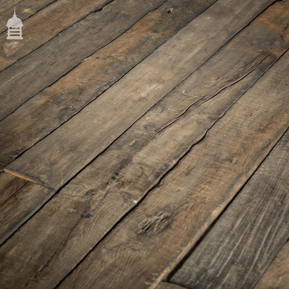 17 Square Metre Batch of Mixed Length & Width Norfolk Broads Bog Oak Wall Cladding Floorboards