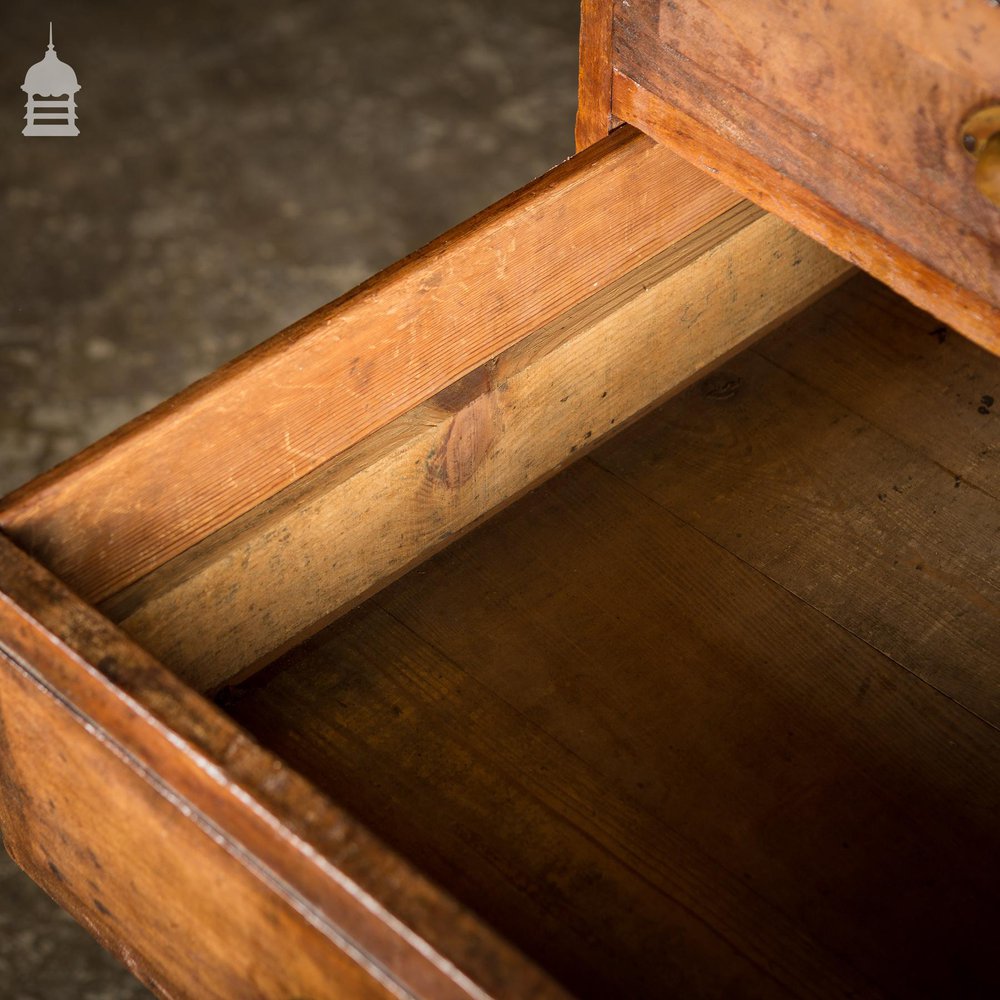 Industrial Pine Topped Mahogany Chest of Drawers With Brass Cup Handles