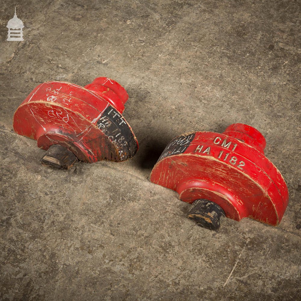 Pair of Red Industrial Factory Foundry Moulds