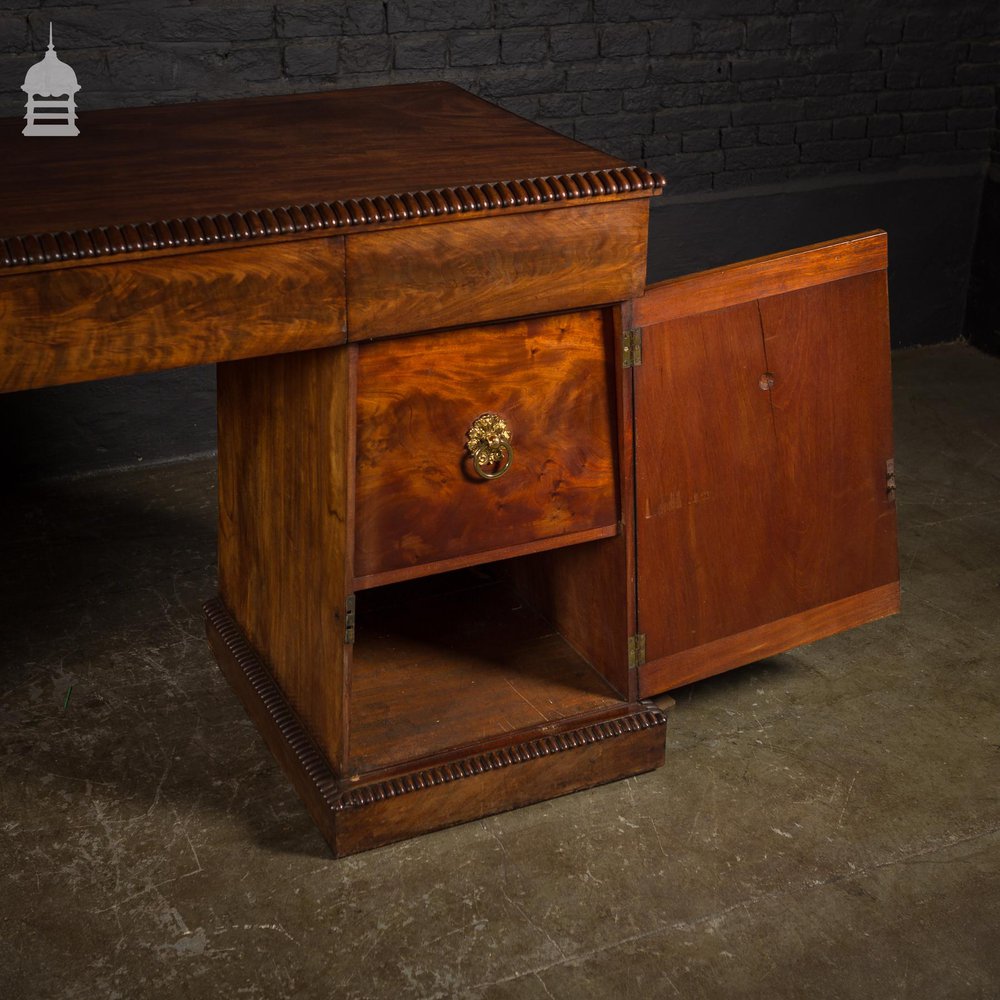 Regency Flame Mahogany Break Front Pedestal Sideboard