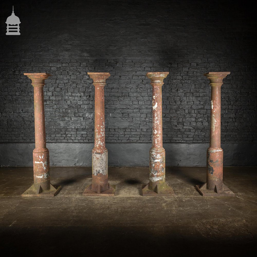 Set of 4 19th C Cast Iron Columns Pillars Stanchions