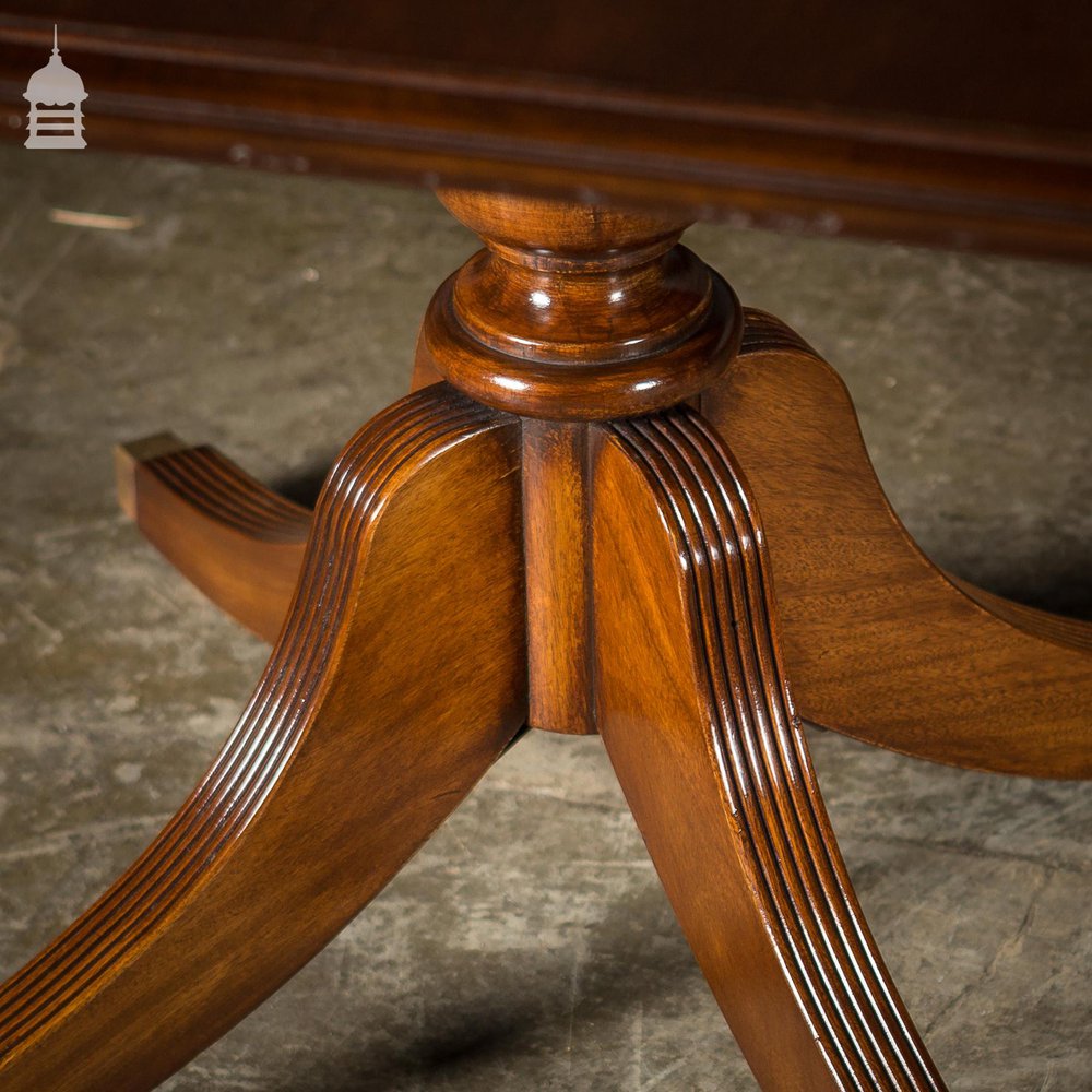 Exceptional Georgian Style Mahogany Four Pillar Table with Brass Castors