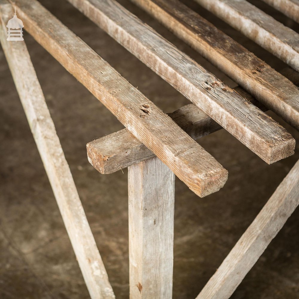 Bygone White Washed Pine Slatted Table Workbench