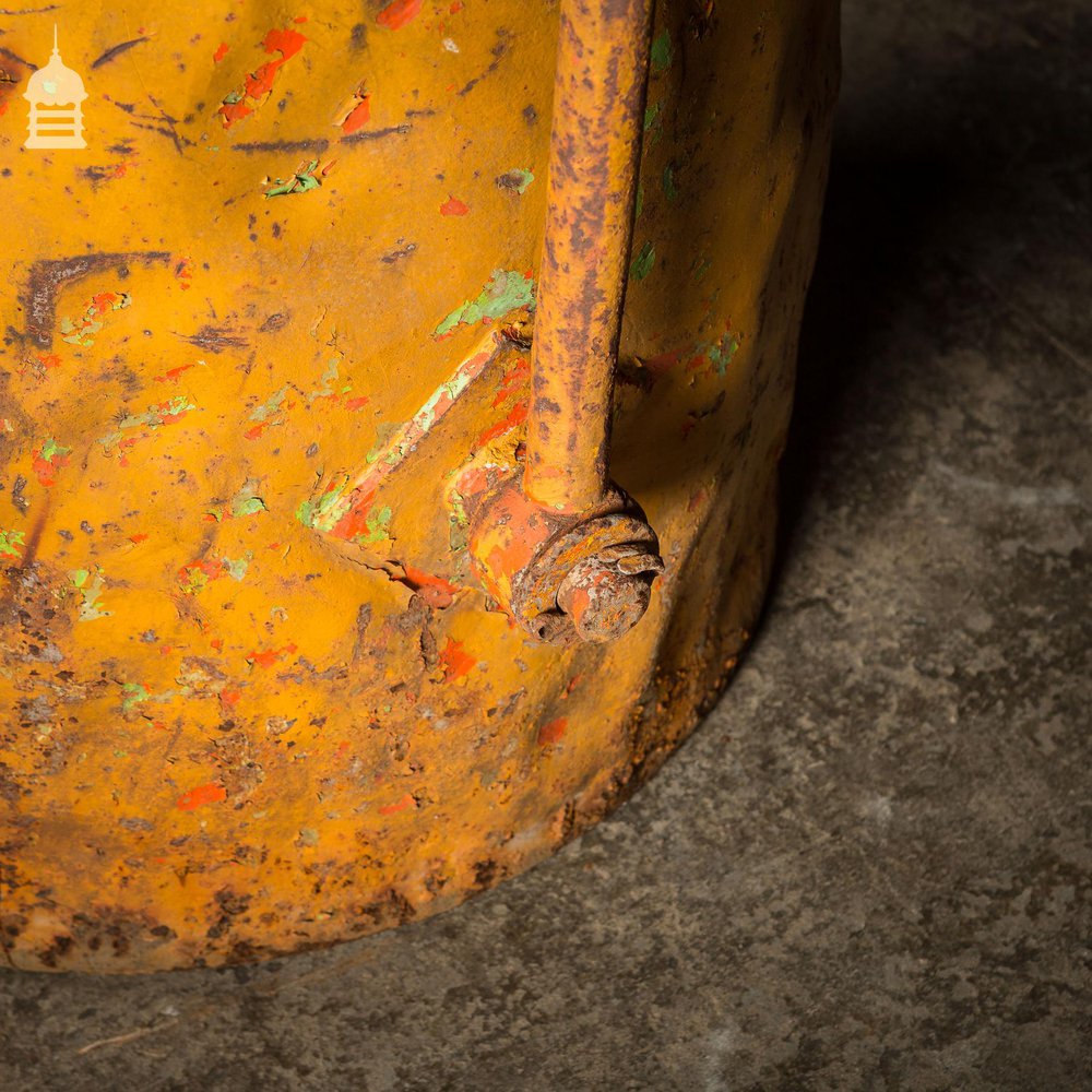 Large Industrial Yellow Painted Steel Barrel with Swing Handle