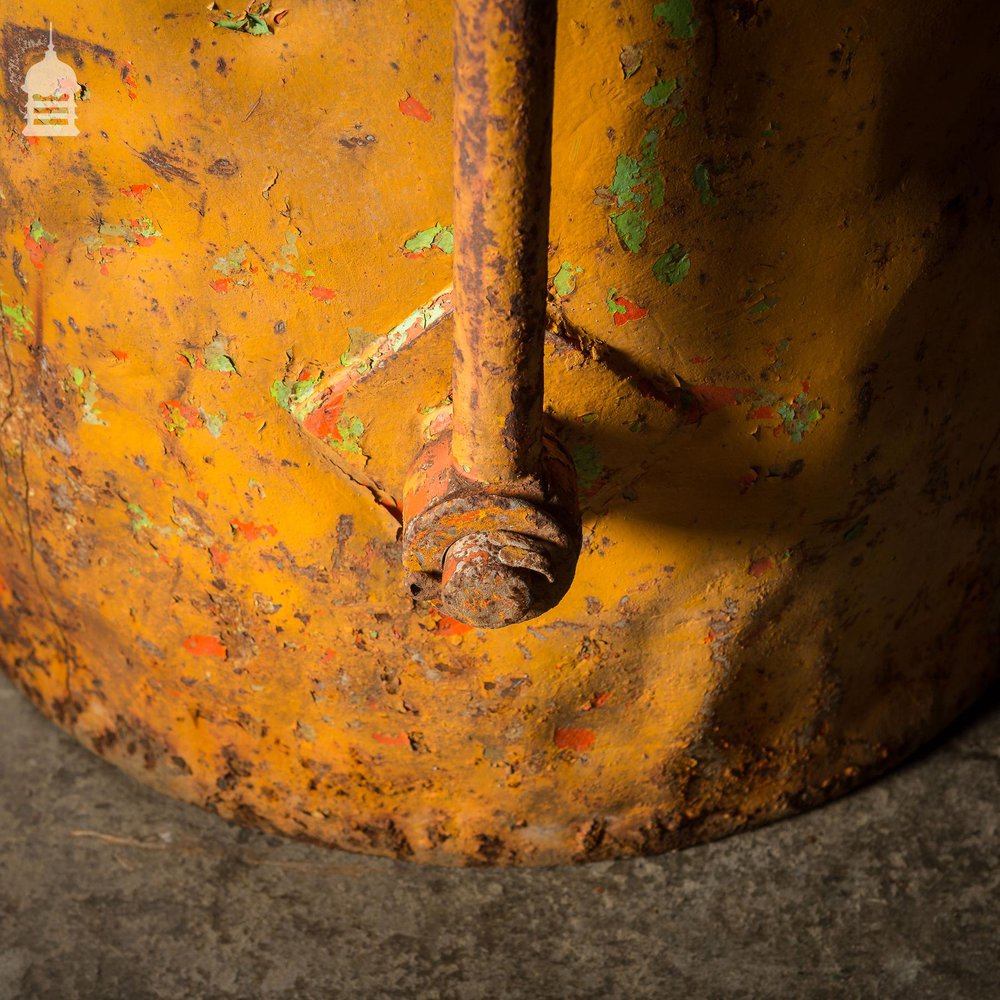 Large Industrial Yellow Painted Steel Barrel with Swing Handle