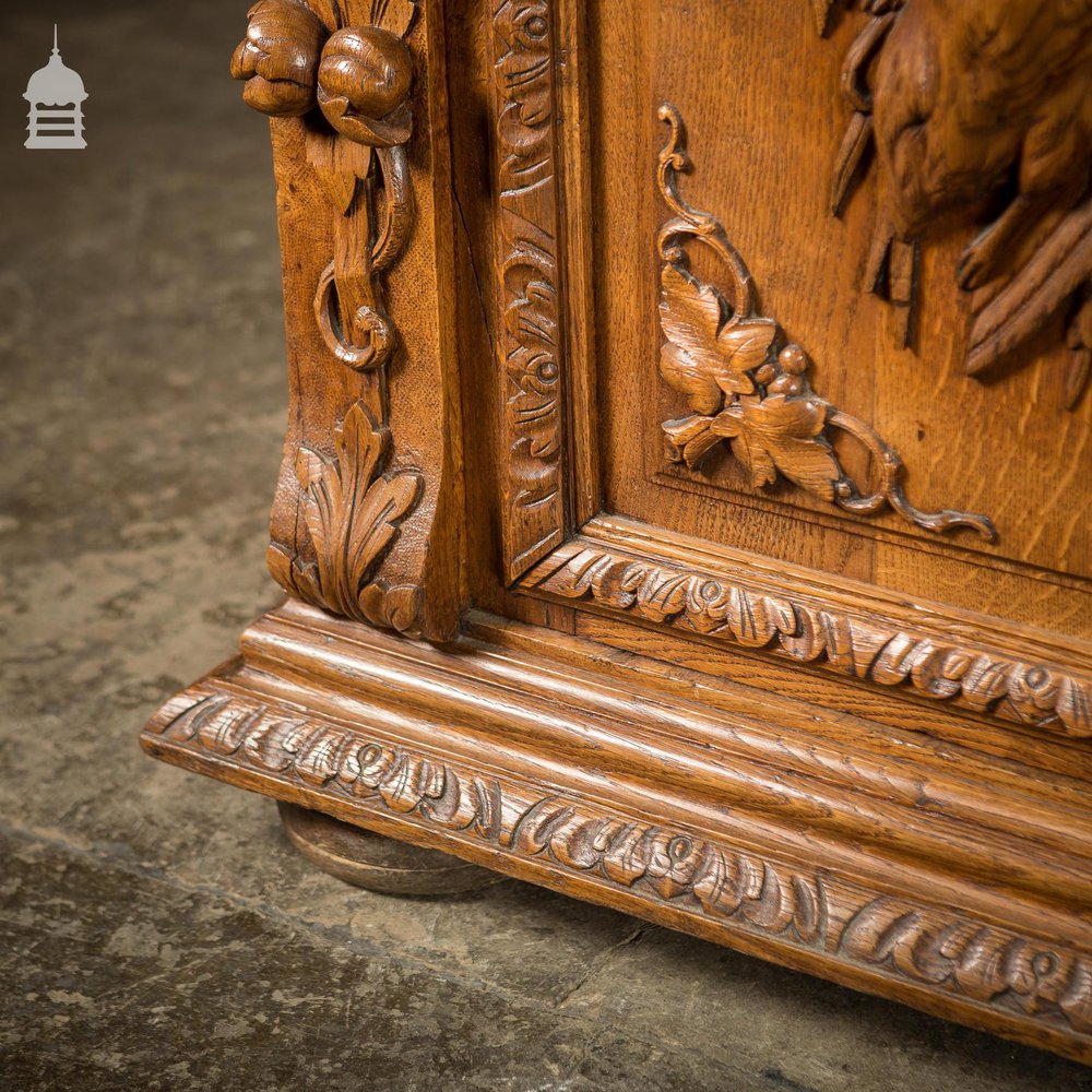 19th C European Elaborately Carved Glazed Gothic Tall Sideboard