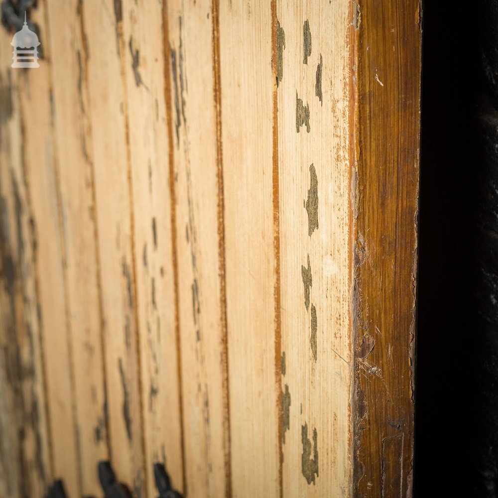 Pair of 19th C Pine Arched Top Ecclesiastical Church Chapel Doors with Ornate Ironmongery