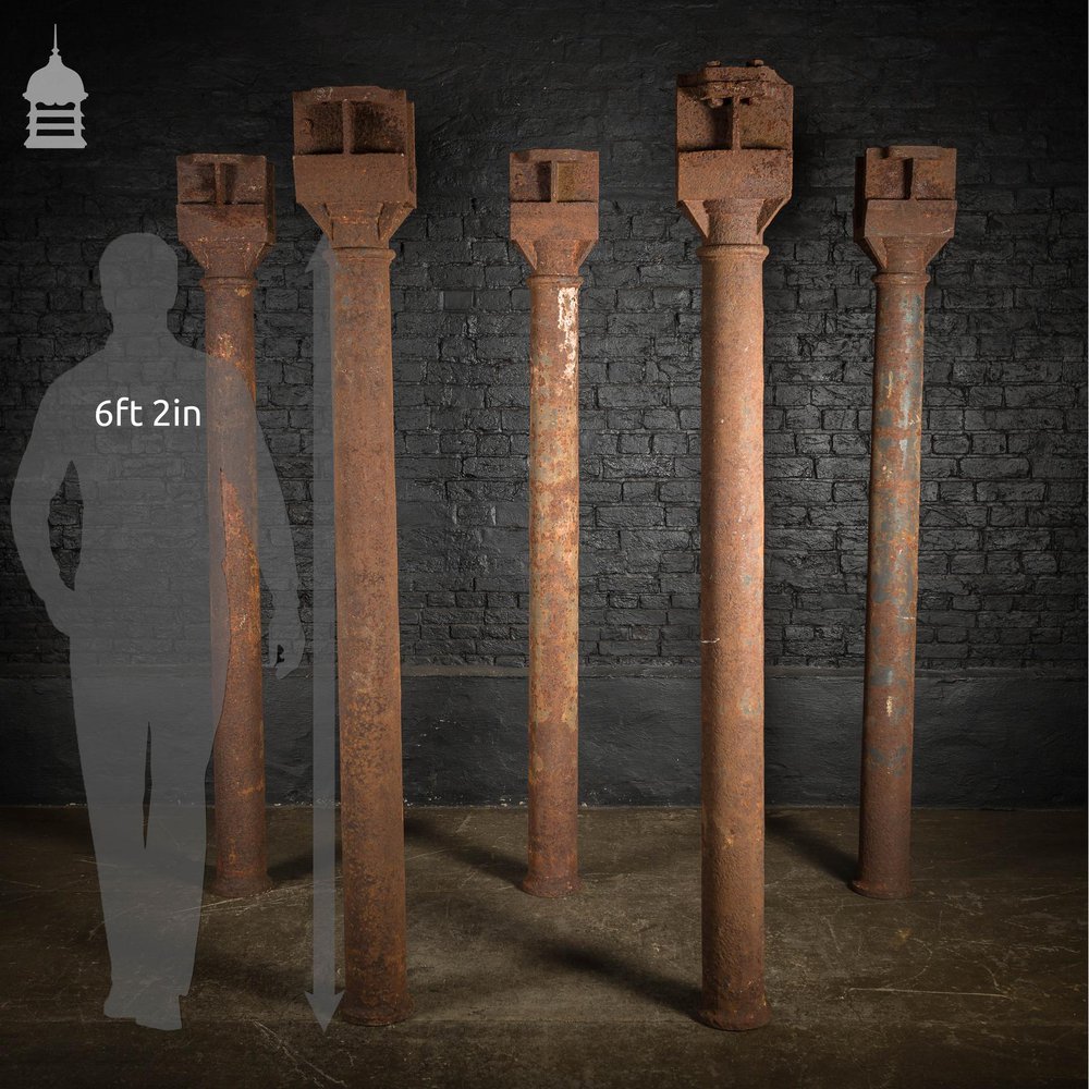 Set of 5 Victorian Cast Iron Columns Pillars Stanchions