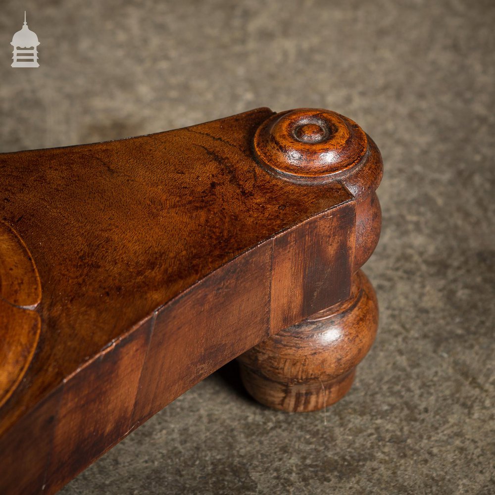 19th C Carved Reeded Mahogany Based Occasional Table with Pine Top