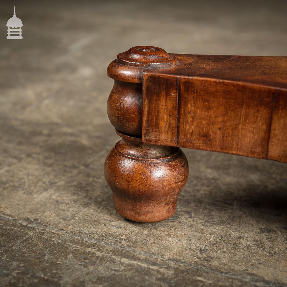 19th C Carved Reeded Mahogany Based Occasional Table with Pine Top