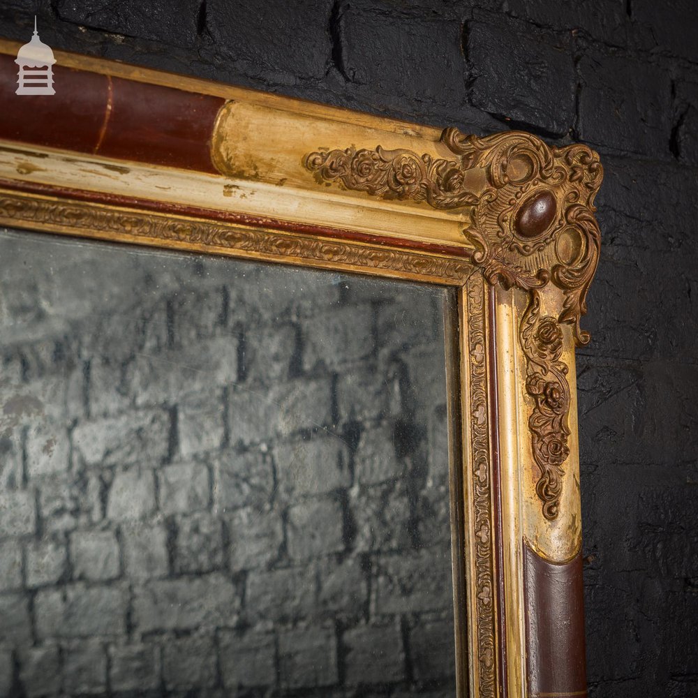 Large 19th C Mercury Mirror with Ornate Gilt Plaster Frame