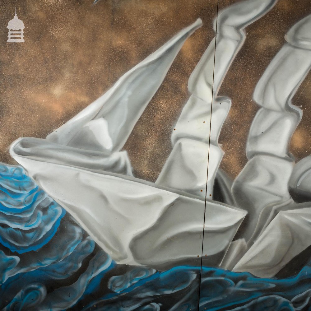 Large 2 Panel Graffiti Street Art of Origami Paper Ship by Artist Airborne Mark