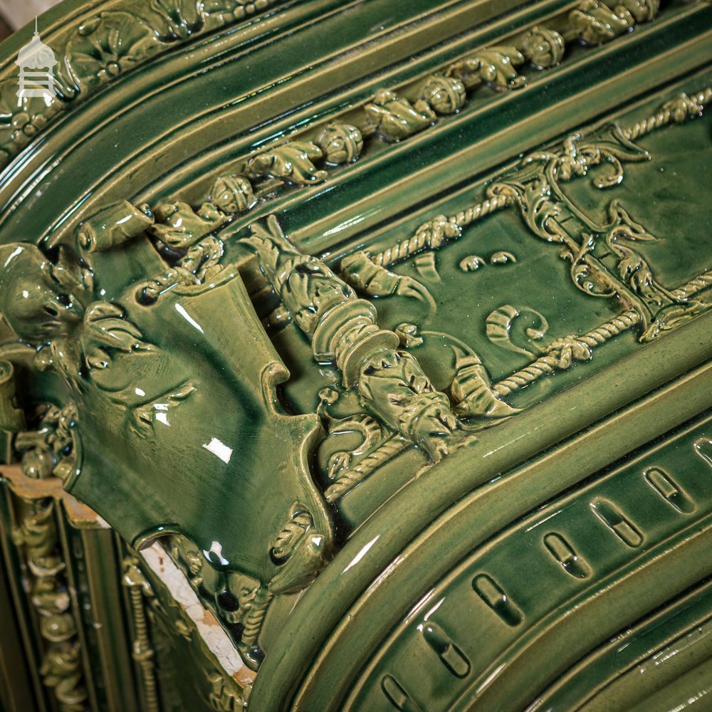 Magnificent 19th C French Glazed Ceramic Fireplace Surround Chimneypiece with Corinthian Columns