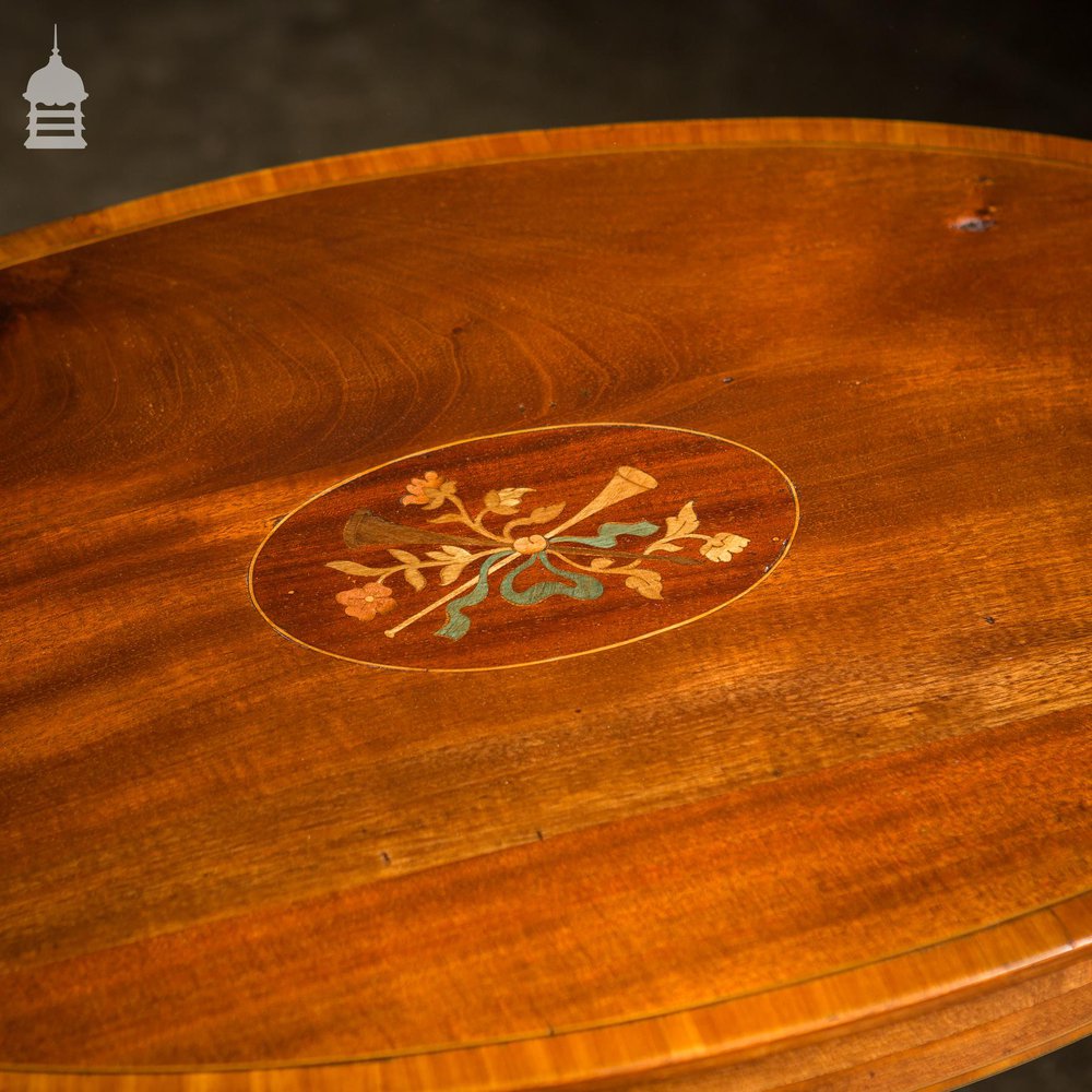 Edwardian Oval Mahogany Inlaid Side Table